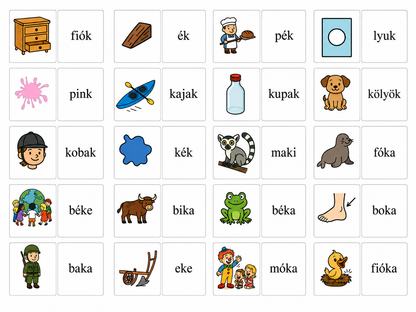 Képgyűjtemény - Beszédhangoló - K, T és K–T